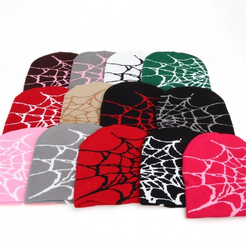 Gorro Beanie De Telaraña Acrílico Tejido Cálido Resistente Al Viento Hip Hop Streetwear Gótico Para Adultos