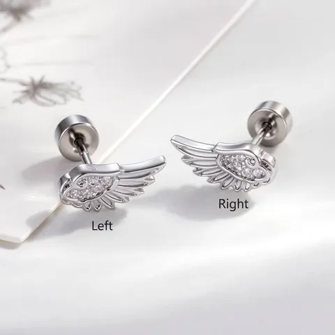Pendiente De Cartílago Ala De Ángel Acero De Titanio Cobre Circón Micro Pavé Cierre De Rosca Joyería Piercing Estilo Cool