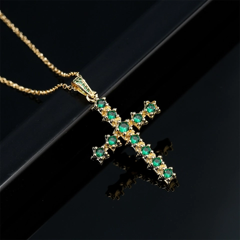 Kruis Hanger Ketting Koper 18K Verguld Sterzetting Kleurrijke Zirkon Sleutelbeen Ketting Sieraden Vrouwen