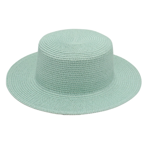 French Boater Straw Hat For Women Flat Top Wide Brim Sun Hat Summer Beach Breathable Woven Fedora Hat For Vacation Travel