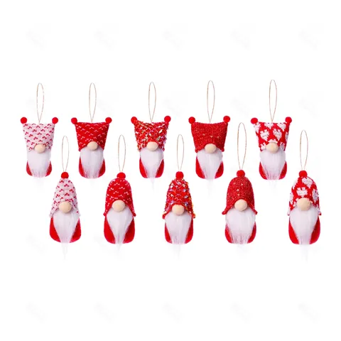 Adornos Colgantes De Gnomo De Navidad Tela De Punto Piel Sintética Patrones De Corazón Decoración De Árbol De Fiesta Rojo Y Blanco