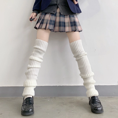 Scaldamuscoli In Maglia Slouchy Ribbed Lolita JK Style Calze Lunghe Per Donne Ragazze Accessorio Y2K
