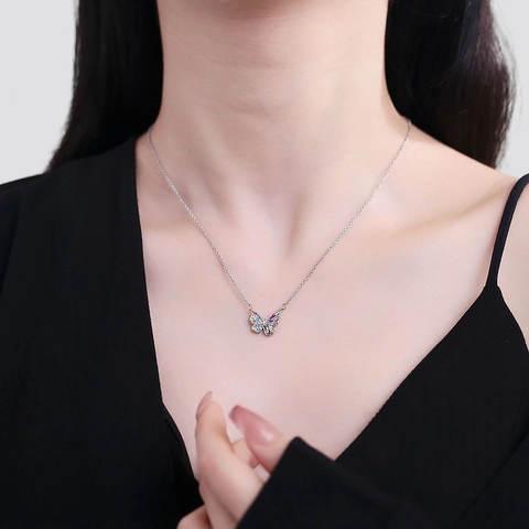 Collana Con Farfalla Rame Zirconi Multicolore Catena Per Clavicola Gioielli Di Lusso Elegante Raffinato Per Donna