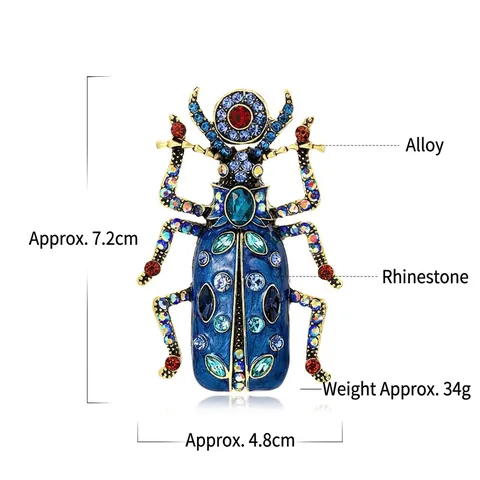 Spilla Scarabeo Vintage Smalto Colorato Strass Spilla Insetto Gioielli Animali Accessorio Per Abiti Vestiti