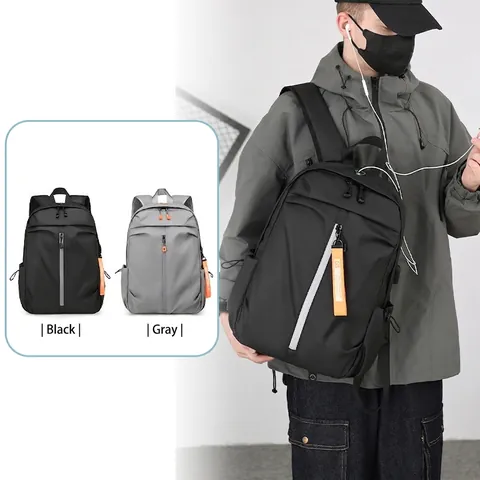 Large Capacity Laptop Backpack Waterproof Nylon Schoolbag With USB Charging Port And Headphone Hole For Men Students