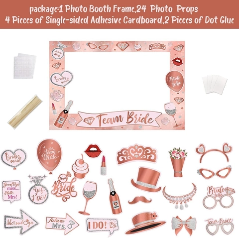 Bachelorette Party Photo Booth Props Rose Gold Glitter Paper Handheld For Bridal Shower Wedding Team Bride Novelty