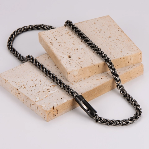Collar De Cadena De Quilla Vintage Para Hombre De Acero Inoxidable 304 Eslabones De Hueso De Dragón Con Hebilla A Presión