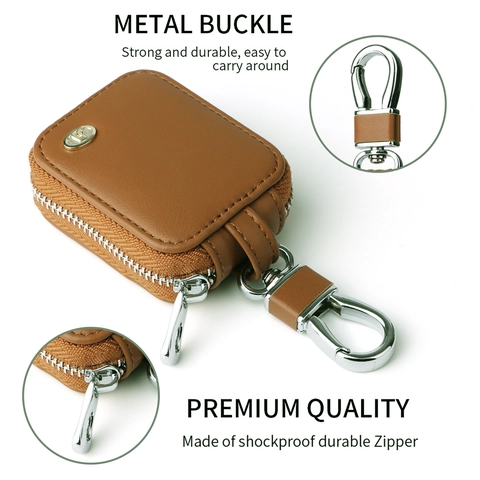 Portable PU Leather Earphone Case Pouch With Metal Hook Zipper Protective Storage Bag Solid Color Wireless Headphone Box