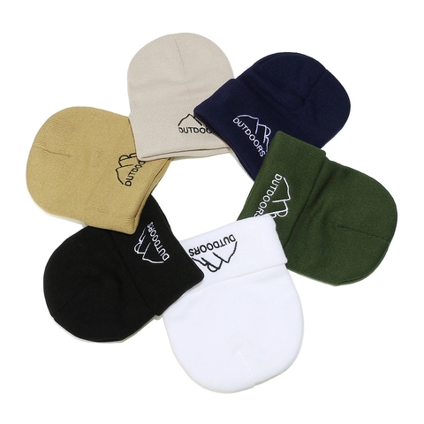 Berg Stickerei Acryl Strickmütze Beanie Outdoor Winter Warm Aufschlag Totenkopf Kappe Für Herren Damen