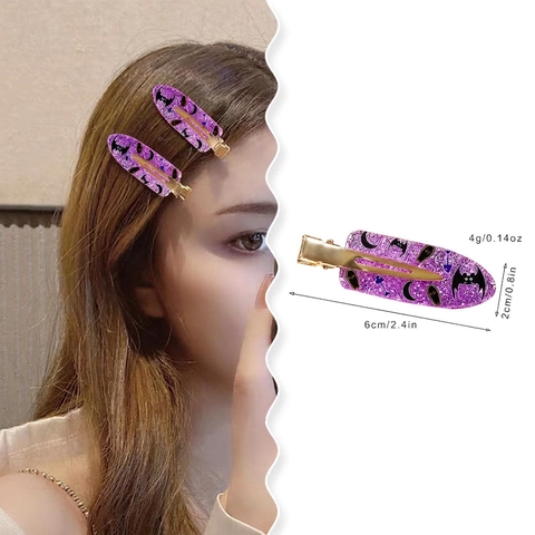 Halloween Hair Clips Alligator Acrylic Glitter Pumpkin Bat Spider Web Ghost Pattern Party Accessories For Women Girls