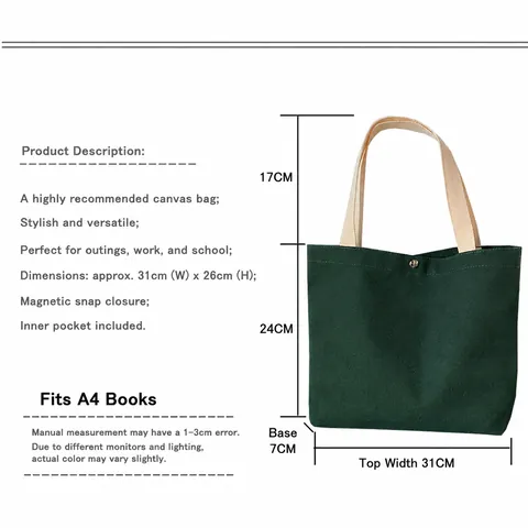 Small Canvas Handbag With Cute Cartoon Dog Print And Metal Button Portable Mini Tote Bag For Women Casual Daily Use