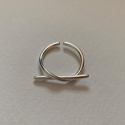 Anello In Argento Sterling 925 Nodo Linea Geometrica Minimalista Aperto Regolabile Gioielli Moda Coreana Donne