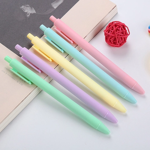 Retractable Gel Pens Macaron Pastel Color 0.5mm Black Ink Plastic Minimalist Matte Aesthetic Stationery For Students Office