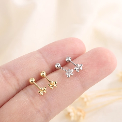 Mini Bloem Oorknopjes Voor Dames Kleine Koper Floraal Met Koperen Oorknopje Schroefsluiting Sieraden Minimalistisch