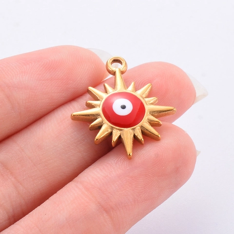 Evil Eye Sunburst Star Pendant Stainless Steel Enamel DIY Jewelry Making Charms For Earrings Bracelet Necklace