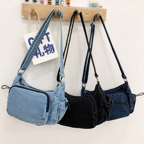 Kids Denim Crossbody Tasche Verstellbarer Riemen Vintage Streetwear Schulterbeutel Für Jungen Und Mädchen Lässig Leicht