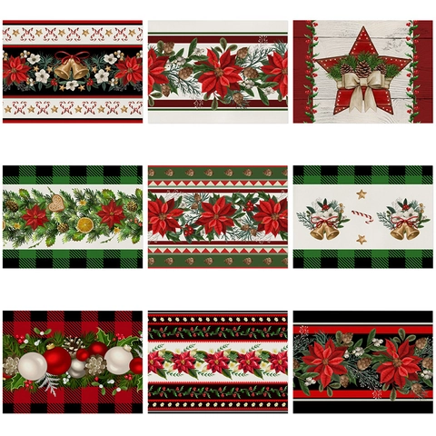 Sets De Table De Noël Coton Lin Imperméable Isolation Thermique Tapis De Table Style Américain Rétro Décoration De Fête