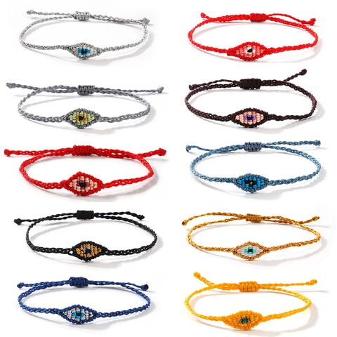 Βραχιόλι Evil Eye Χειροποίητο Υφαντό Κορδόνι Ρυθμιζόμενο Κόσμημα Τύχης Μποέμ Έθνικ Προστασία