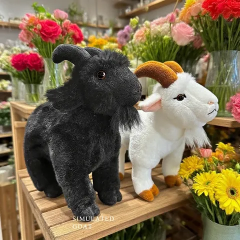 Peluche Di Capra Simulata Realistica Animale Di Peluche Morbido Bambola Pecora In Piedi Decorazione Da Scrivania Regalo