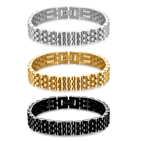 Pulsera De Hombre Acero Inoxidable Estilo Correa De Reloj Cadena Ajustable Moda Clásico Negocios Joyería Punk Muñeca