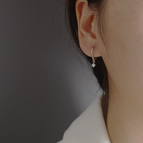 925 Sterling Silber Künstliche Perle Hoop Ohrringe Minimalistische Geometrische Tropfen Schmuck Für Frauen