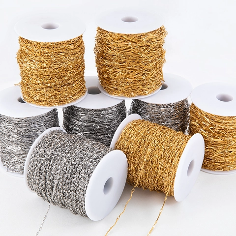 Stainless Steel Bar Link Chain Thin Stick Jewelry Bulk Chain For DIY Necklace Bracelet Making Gold Steel Color Accessory