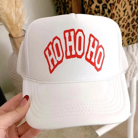 Cappello Trucker Con Stampa Lettere HO HO HO Di Natale Poliestere Rete Traspirante Regolabile Berretto Snapback Per Adulti