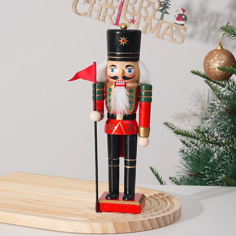 Christmas Nutcracker Soldier Wood Painted Puppet Figurine Festive Holiday Home Desktop Window Decoration Traditional Gift