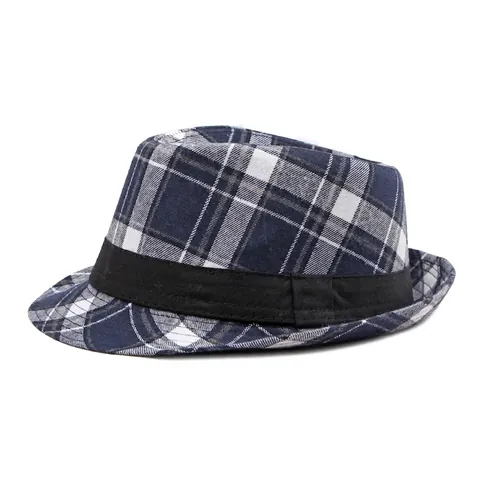 Cappello Fedora A Quadri Vintage Stile Britannico Retrò Jazz Traspirante Protezione Solare Classico Unisex