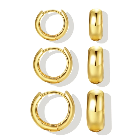 Juego de Pendientes de Aro de Cobre Chapado en Oro Minimalista para Mujer Pendientes Geométricos Corazón Estrella Punk Joyería