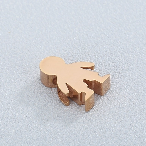 Ciondolo Figura Cartone Animato In Acciaio Inossidabile Lucidato A Specchio Silhouette Di Ragazzo Per Creazione Gioielli DIY