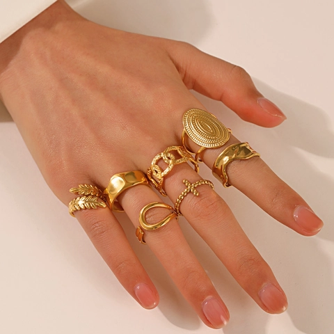 304 Stainless Steel 18K Gold Plated Modern Style Plating Geometric Open Ring