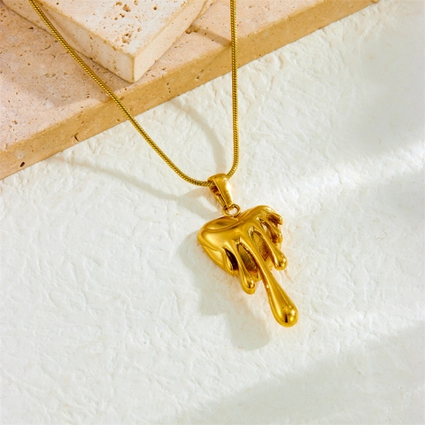 Roestvrij Staal Verguld Onregelmatige Lava Hart Geometrische Hanger Slangenketting Halskette Voor Vrouwen Sieraden