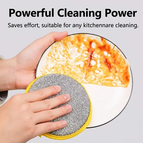 Esponja Lavavajillas De Doble Cara Redonda Estropajo Con Lazo Para Colgar Herramienta De Limpieza De Cocina Para Ollas