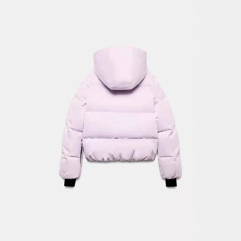 Women Hooded Puffer Jacket And Pants Winter Warm Ski Outfit Solid Color Zip Up Short Bread Coat Streetwear
