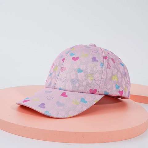 Kinder Baseball Kappe Glitzer Herz Druck Atmungsaktiv Sonnenschutz Polyester Schirmmütze Für Jungen Mädchen