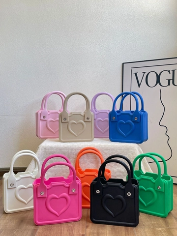 Mini Handbag EVA 3D Heart Embossed Square Bag Fashion Beach Tote Summer Daily Style For Women Lightweight Casual