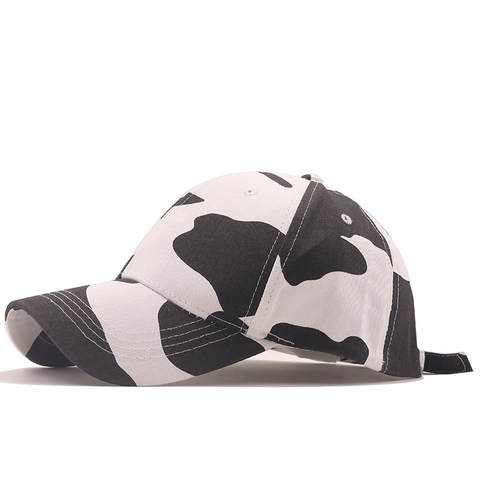 Gorra De Béisbol Con Estampado De Vaca Algodón Visera Curva Ajustable Sombrero De Sol Moda Exterior Unisex