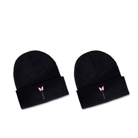 Knitted Beanie Hat Acrylic Butterfly Embroidery Warm Winter Cuffed Butterflies Lettering Fashionable Men Women