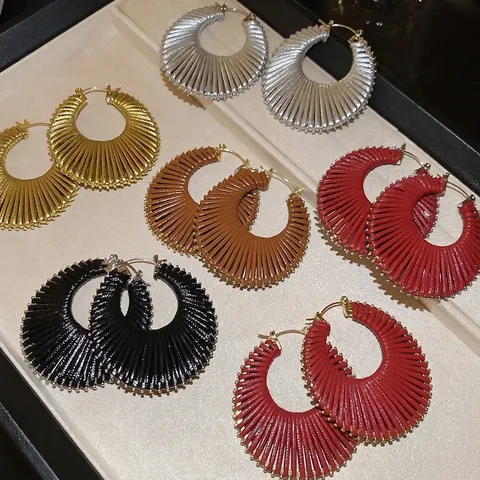 Grote Ronde Hoop Oorbellen Legering Geweven Touw Geometrische Getextureerde Bohemian Vintage Stijl Voor Dames