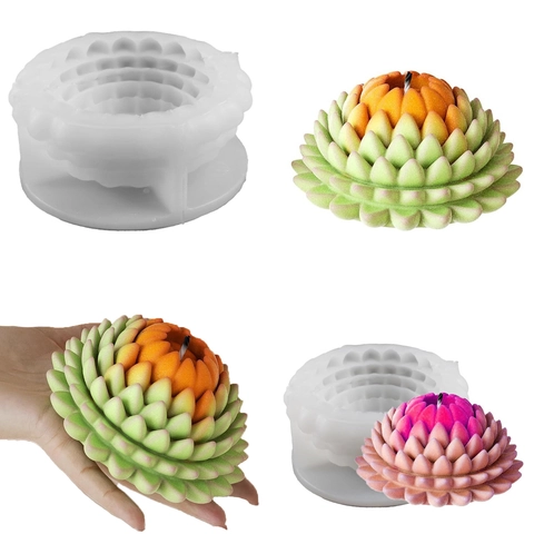 Lotus Succulent Silicone Mold 3D Flower Shape For DIY Candle Soap Making Plaster Ornament Home Decor Flexible Heat Resistant