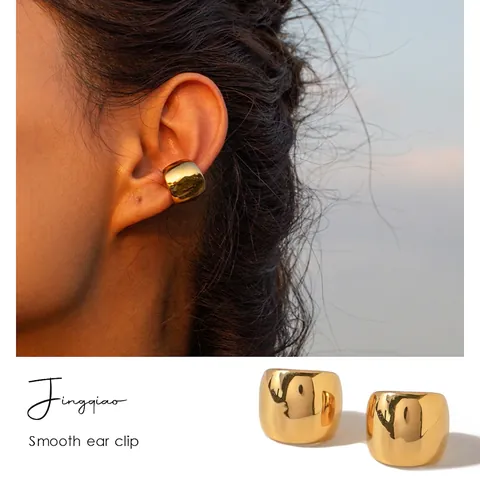 Pendientes De Clip Minimalistas De Acero Inoxidable Bañados En Oro De 18K Sin Perforación Forma U Joyas Retro Para Mujer