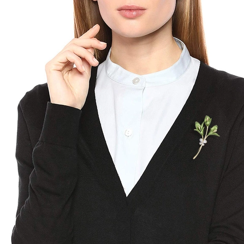 Broche Fleur De Lys Callas Vintage Pour Femmes Alliage Zircon Émail Arc Corsage Épingle Accessoire Pull Ton Or