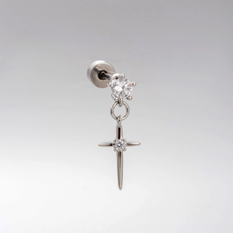 Vlinder Hart Helix Oorbellen Titanium Staal Dubbele Schroef Piercing Studs Met Zirconia Opaal Sieraden