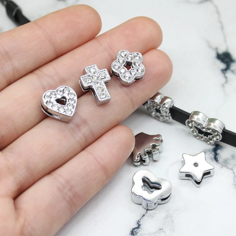 Alloy Strass Schiebe Anhänger Herz Krone Schmetterling Stern Zubehör Für DIY Schmuckherstellung Armband Riemen