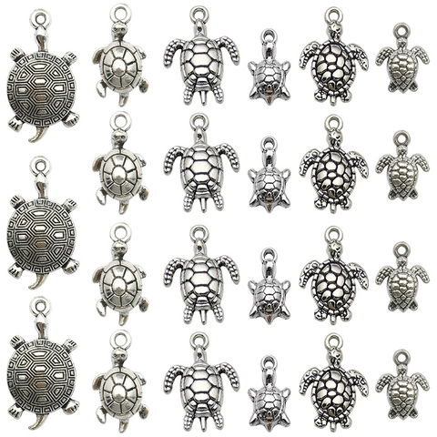 Antique Silver Alloy Sea Turtle Pendants DIY Jewelry Making Charms For Bracelet Necklace Retro Ocean Animal Craft Accessories