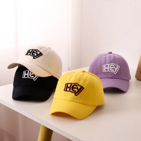 Gorra De Béisbol Para Niños Algodón Sarga Bordado Letra HEY Protección Solar Sombrero Ajustable Para Exterior