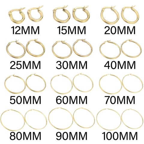 Orecchini A Cerchio In Acciaio Inossidabile Placcati Oro 18 Carati Tondi Cavi Gioielli Di Moda Minimalisti Per Donne