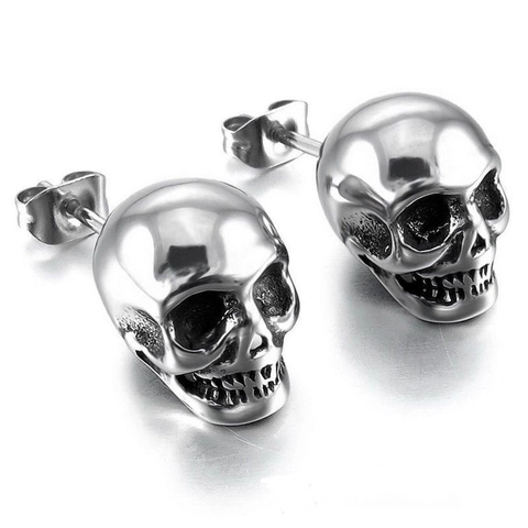 Totenkopf Ohrstecker Zinklegierung Retro Punk Gothic Halloween Dunkler Stil Schmuck Für Damen Herren Mit Edelstahl Ohrstecker