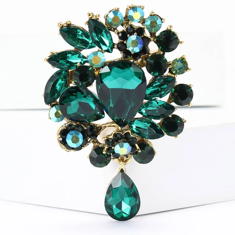 Broche Vintage Gota De Agua Diamantes De Imitación Aleación Cristal Colgante Lujo Elegante Joyería Para Mujeres Accesorio